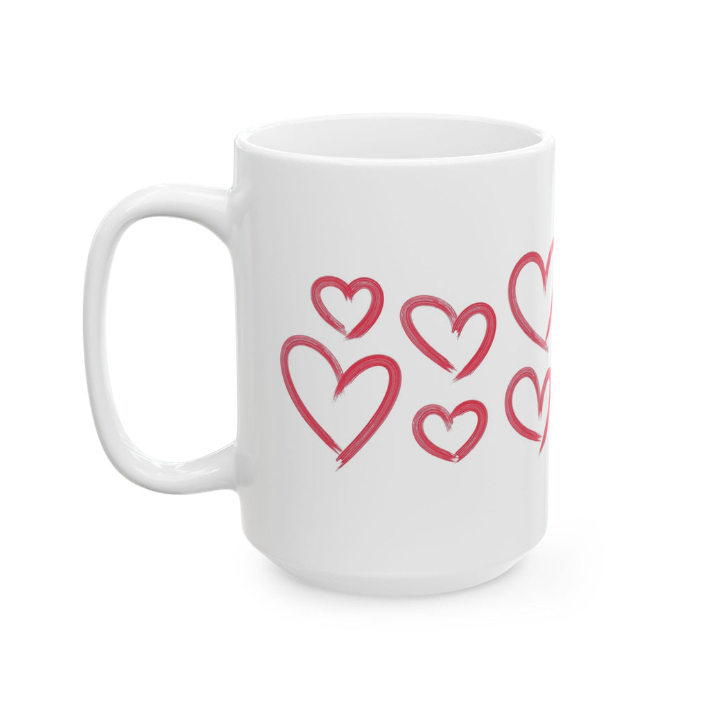 Red Heart Pattern Ceramic Mug