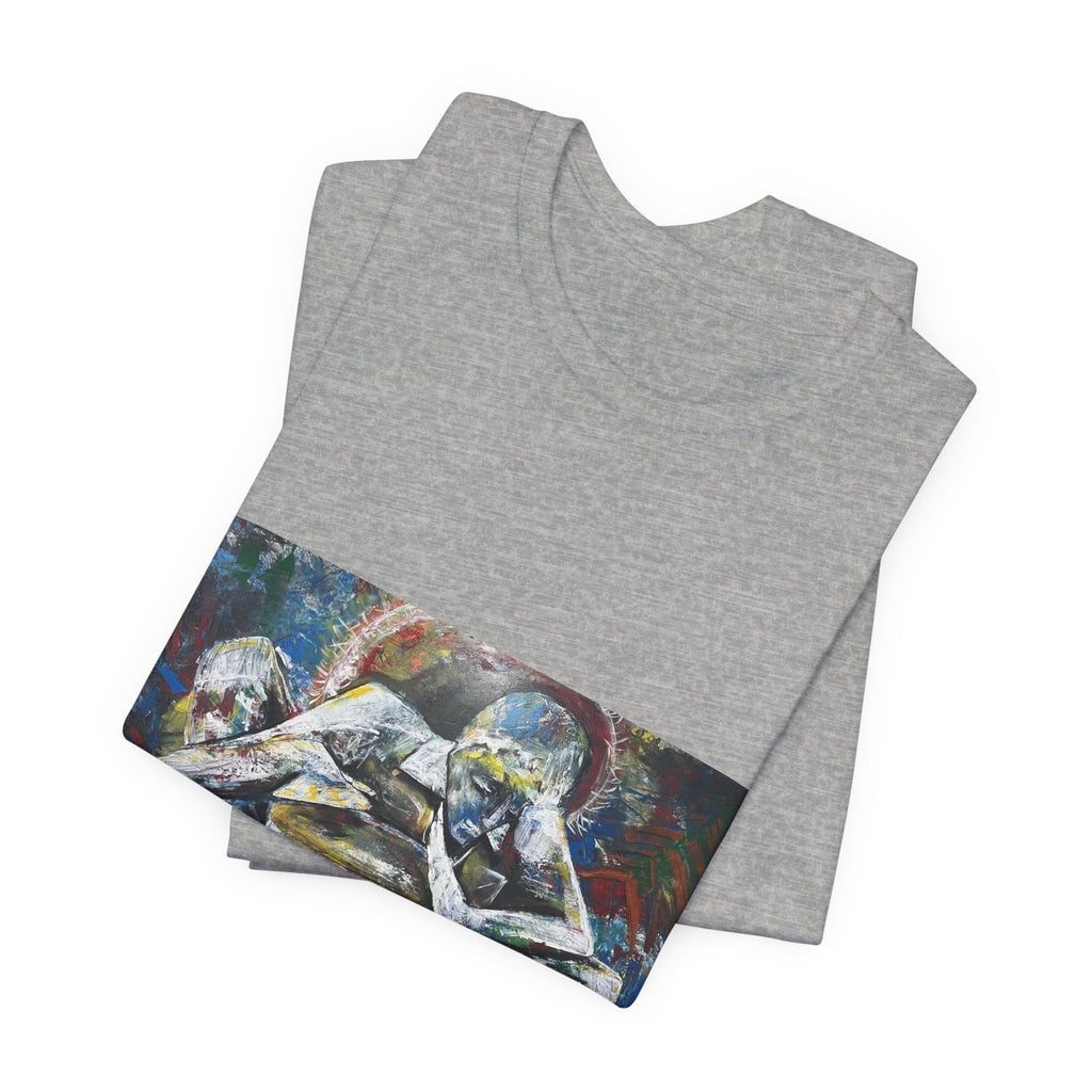 Abstract Emotive Art T-Shirt — Contemplative Figures Painting Tee