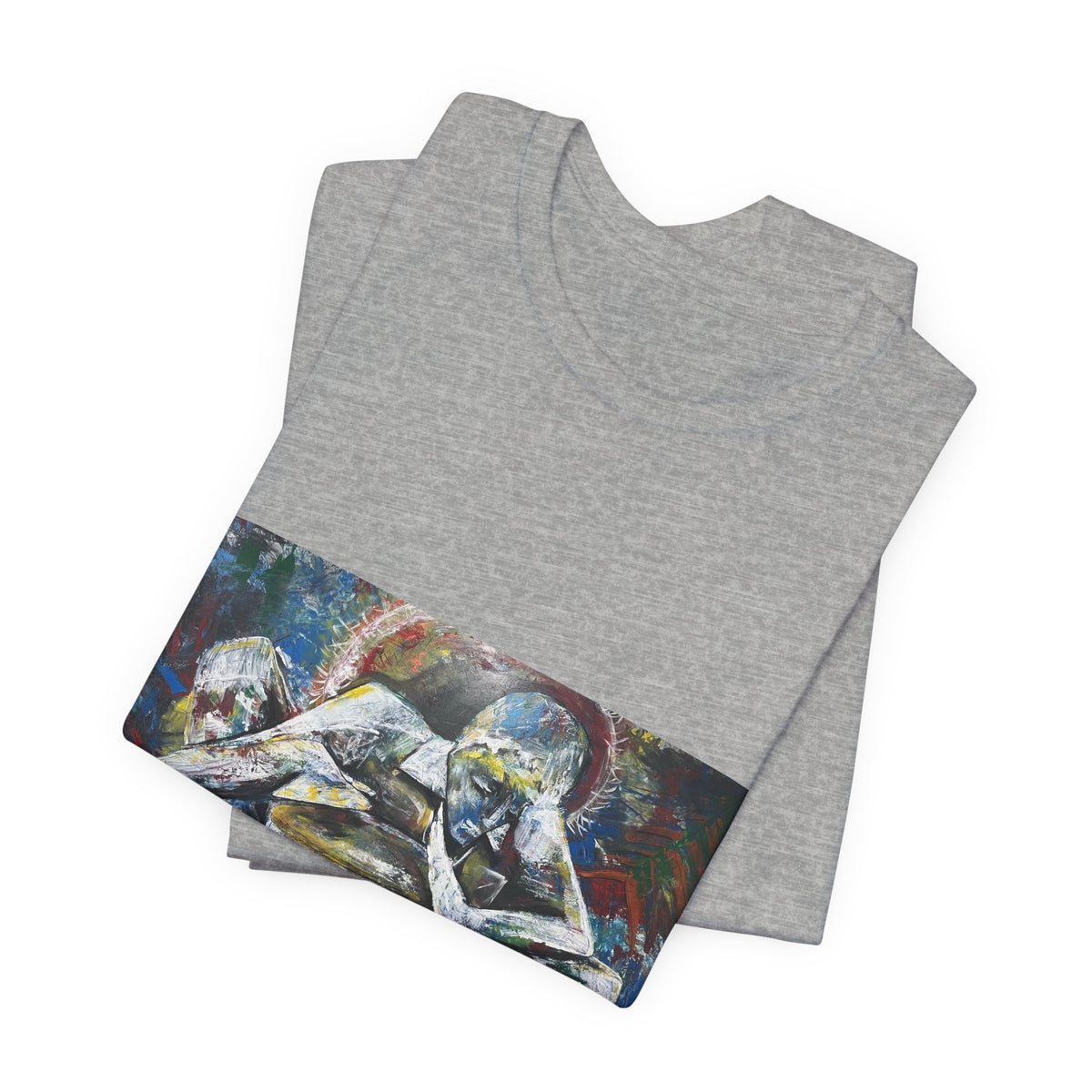 Abstract Emotive Art T-Shirt — Contemplative Figures Painting Tee