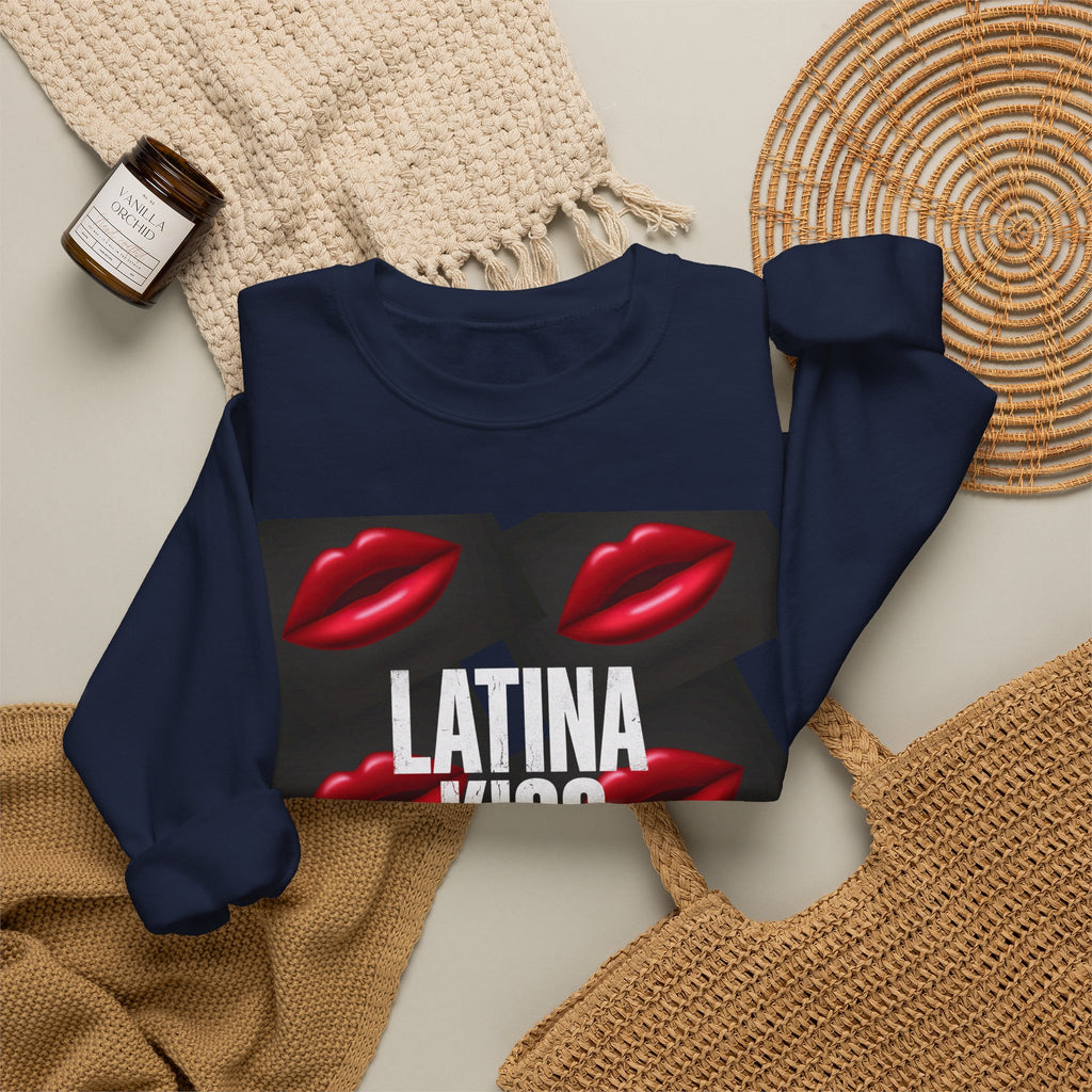 Latina Kiss Crewneck Sweatshirt — Bold Red Lips Graphic