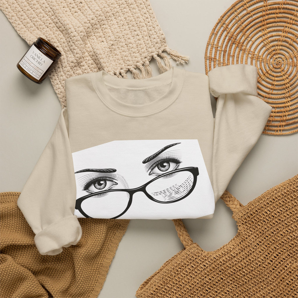 Crewneck Sweatshirt — ‘Stop Staring’ Eyeglasses Graphic