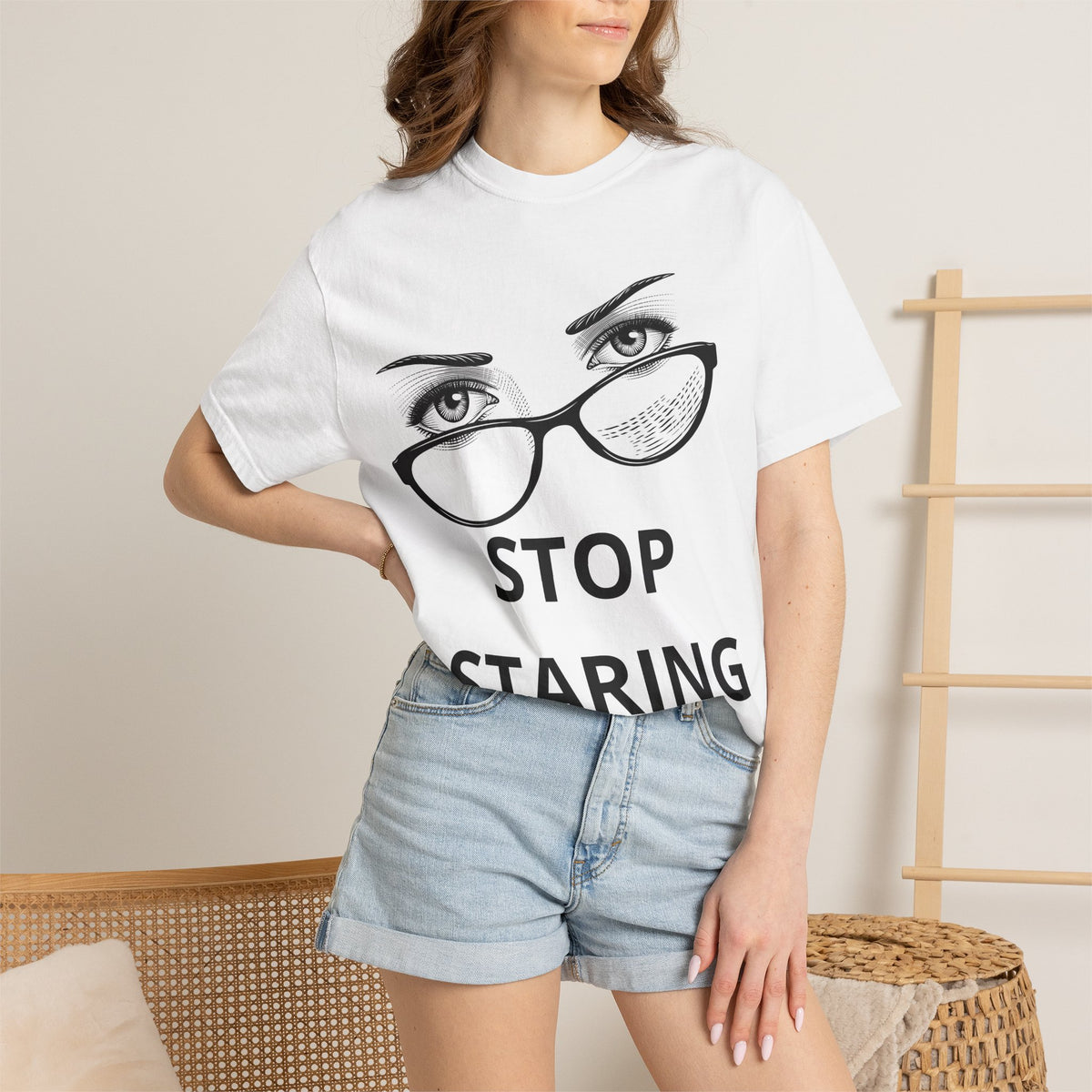 Stop Staring T-Shirt — Graphic Eye & Glasses Tee