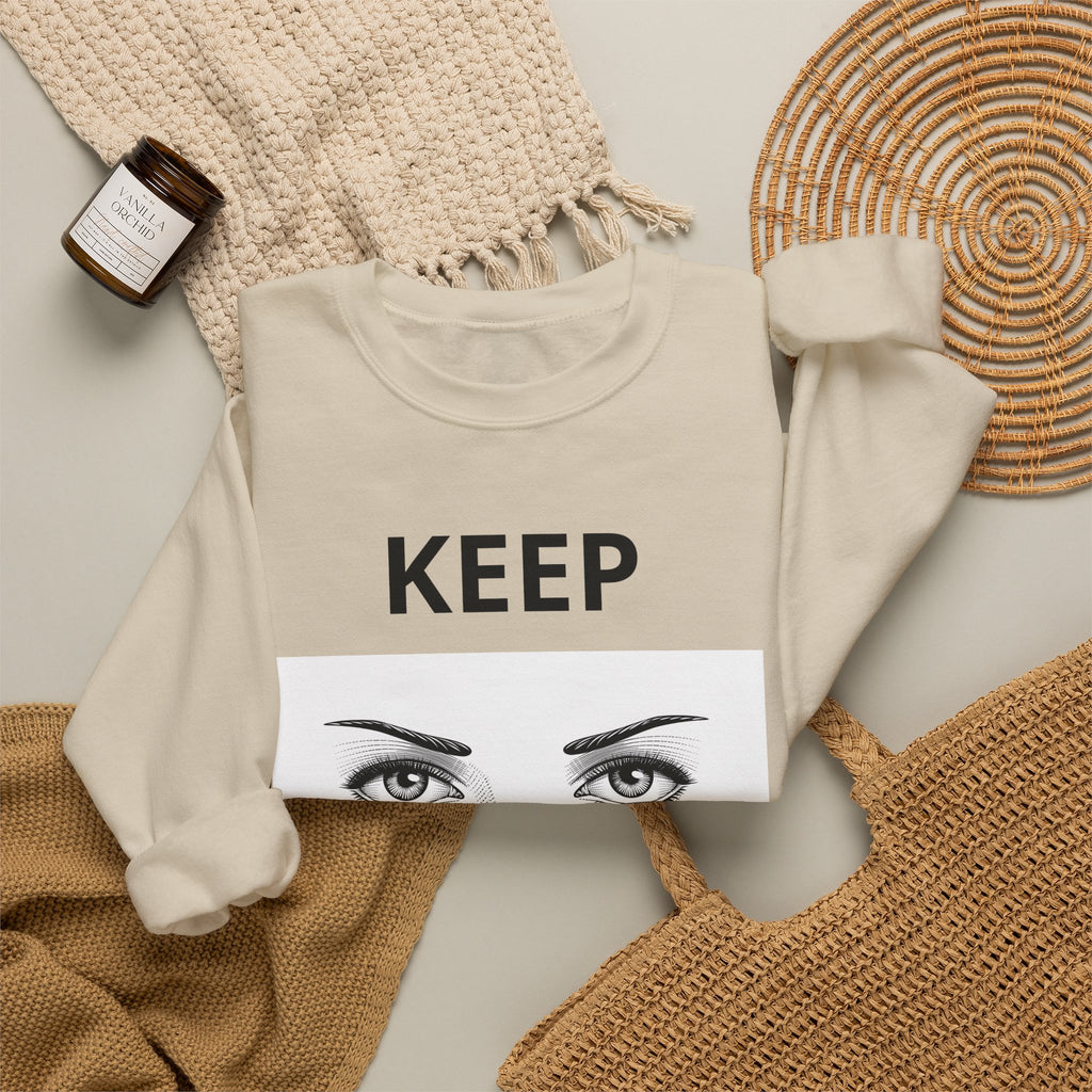 Keep Walking Crewneck Sweatshirt — Bold Eyeglasses Graphic Motivational Pullover