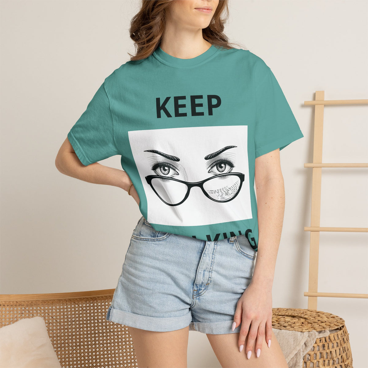 Keep Walking T-Shirt — Bold Eye & Glasses Graphic Tee