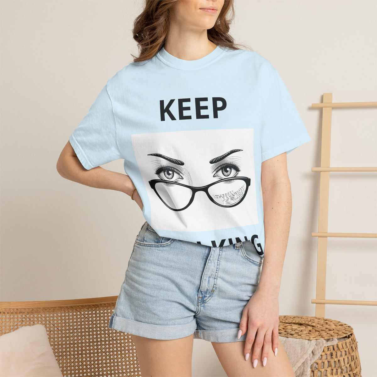 Keep Walking T-Shirt — Bold Eye & Glasses Graphic Tee