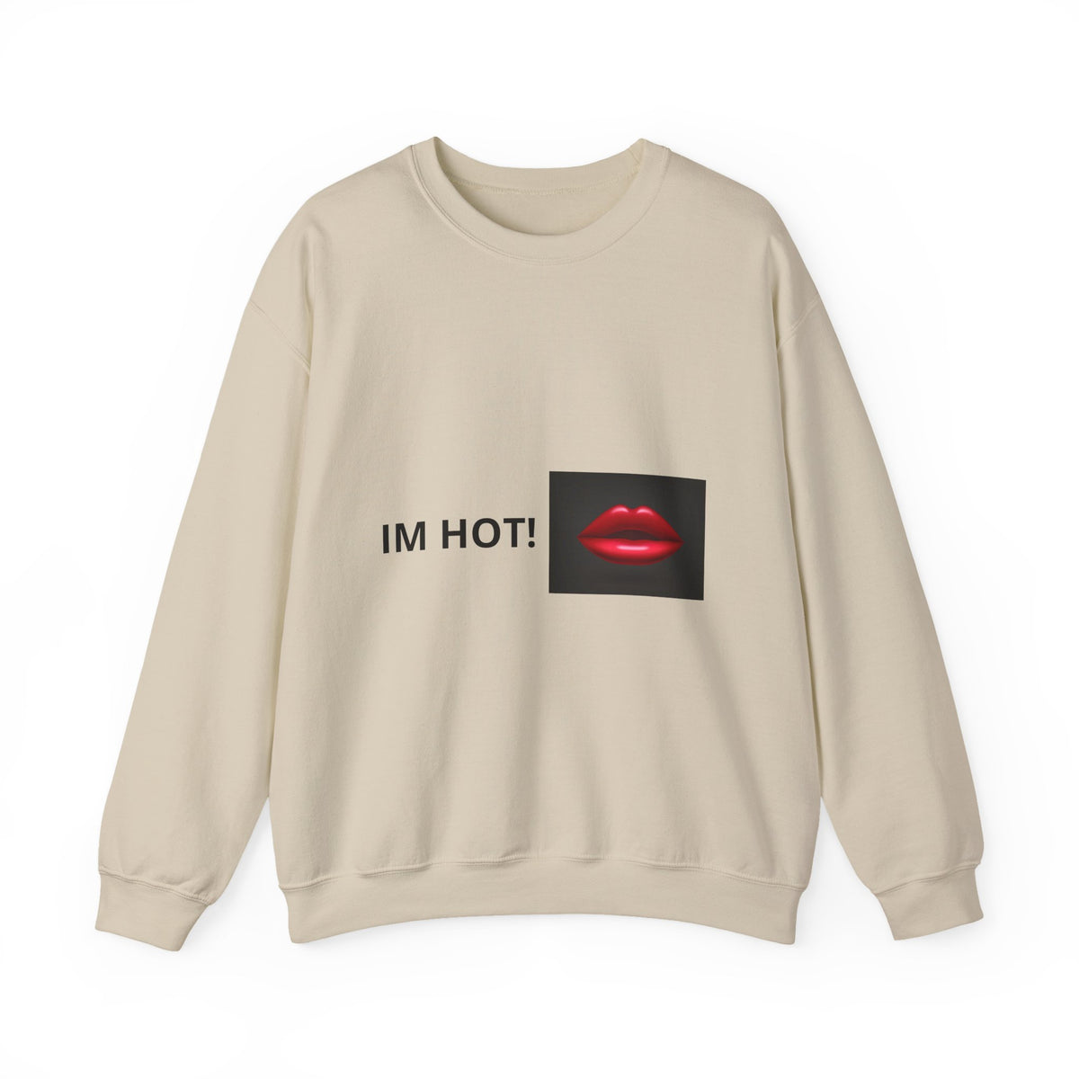 IM HOT! Lip Graphic Sweatshirt — Bold Red Lips Crewneck