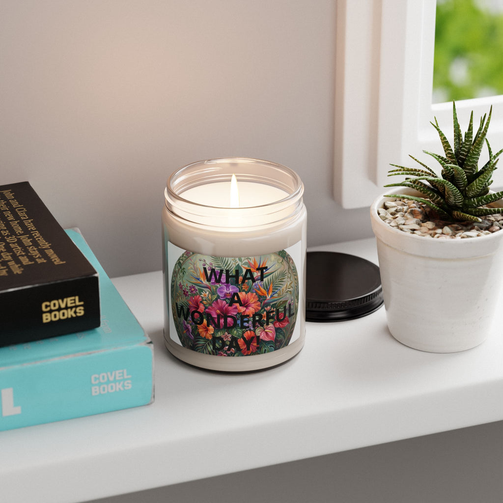 Scented Soy Candle — “What a Wonderful Day” Floral Jar (9 oz)