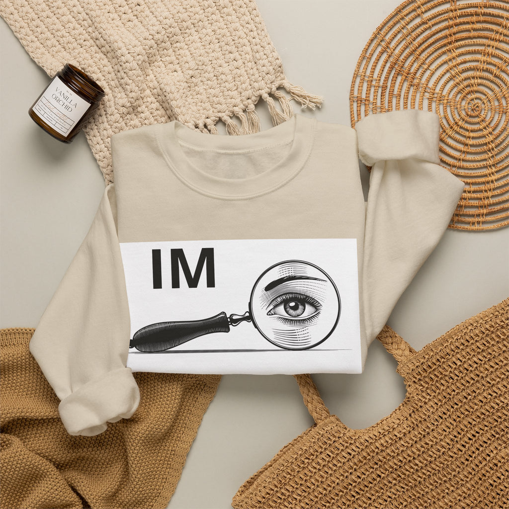 I'm Watching You Crewneck Sweatshirt – Vintage Magnifying Glass Eye Graphic
