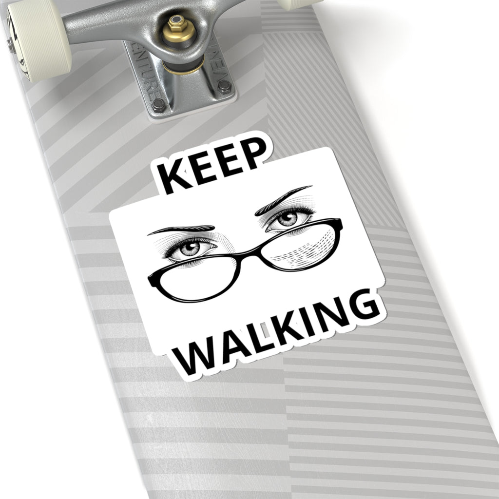 Keep Walking Sticker — Retro Eyeglasses & Eyes Vinyl Kiss-Cut Decal