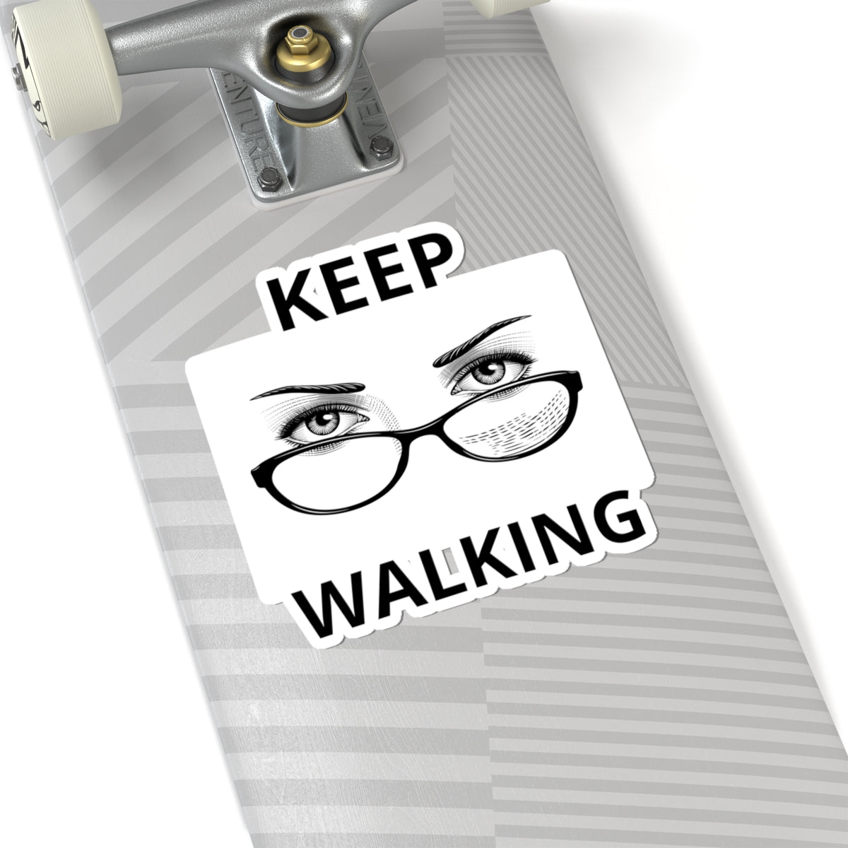 Keep Walking Sticker — Retro Eyeglasses & Eyes Vinyl Kiss-Cut Decal