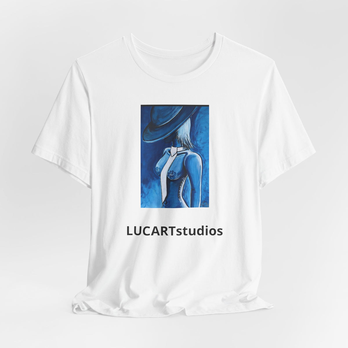 Blue Muse Art Tee — LUCARTstudios Woman in Hat Graphic T-Shirt