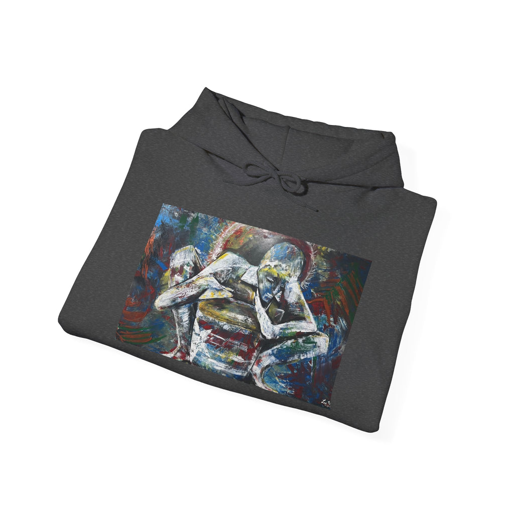Abstract Wrestlers Hoodie — Artistic Sports Painting Pullover