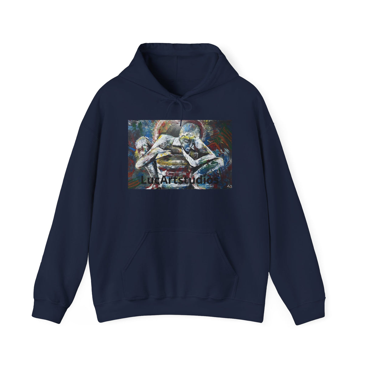 Abstract Embrace Hoodie – Colorful Figurative Art Pullover