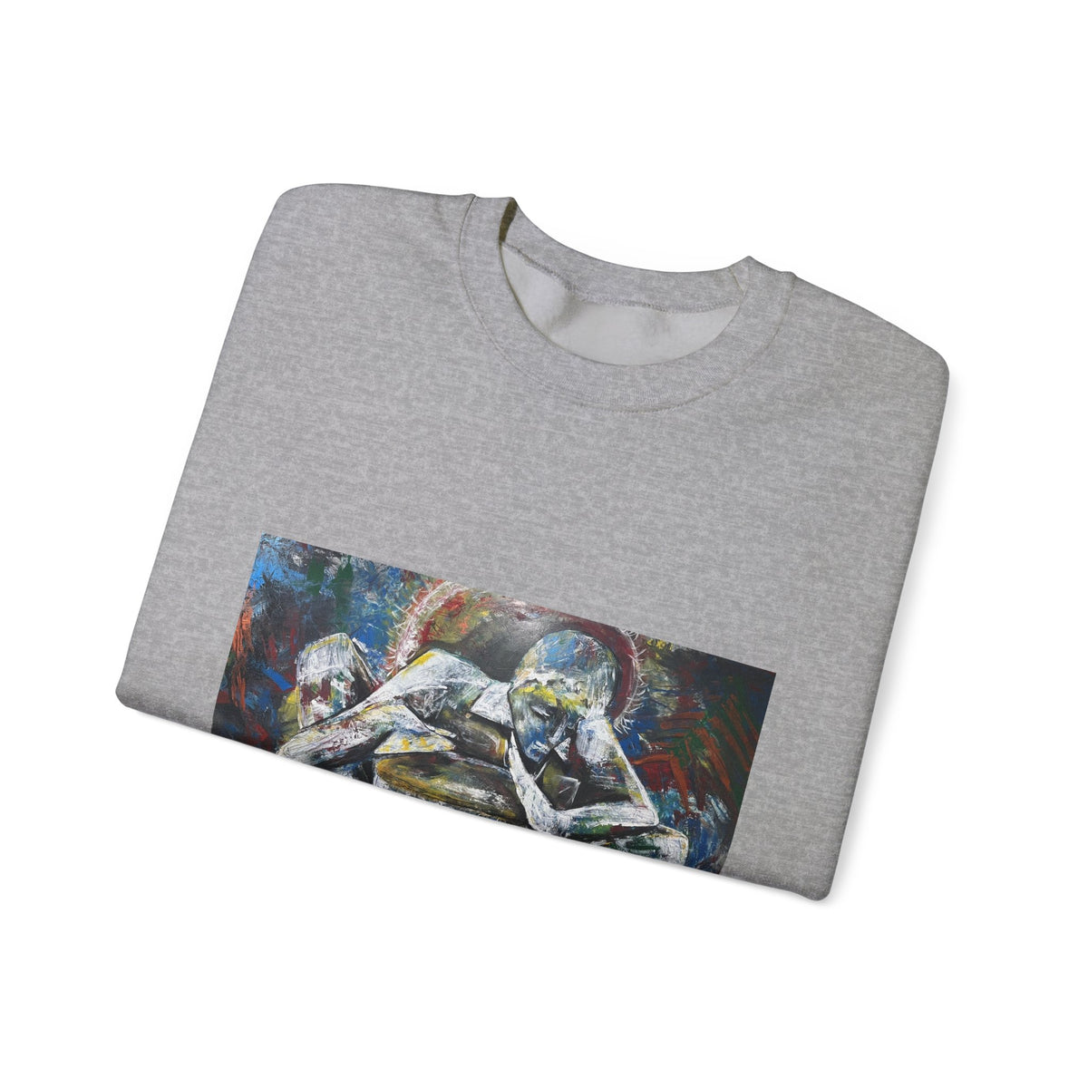 Abstract Thinkers Crewneck Sweatshirt — Reflective Conversation Art