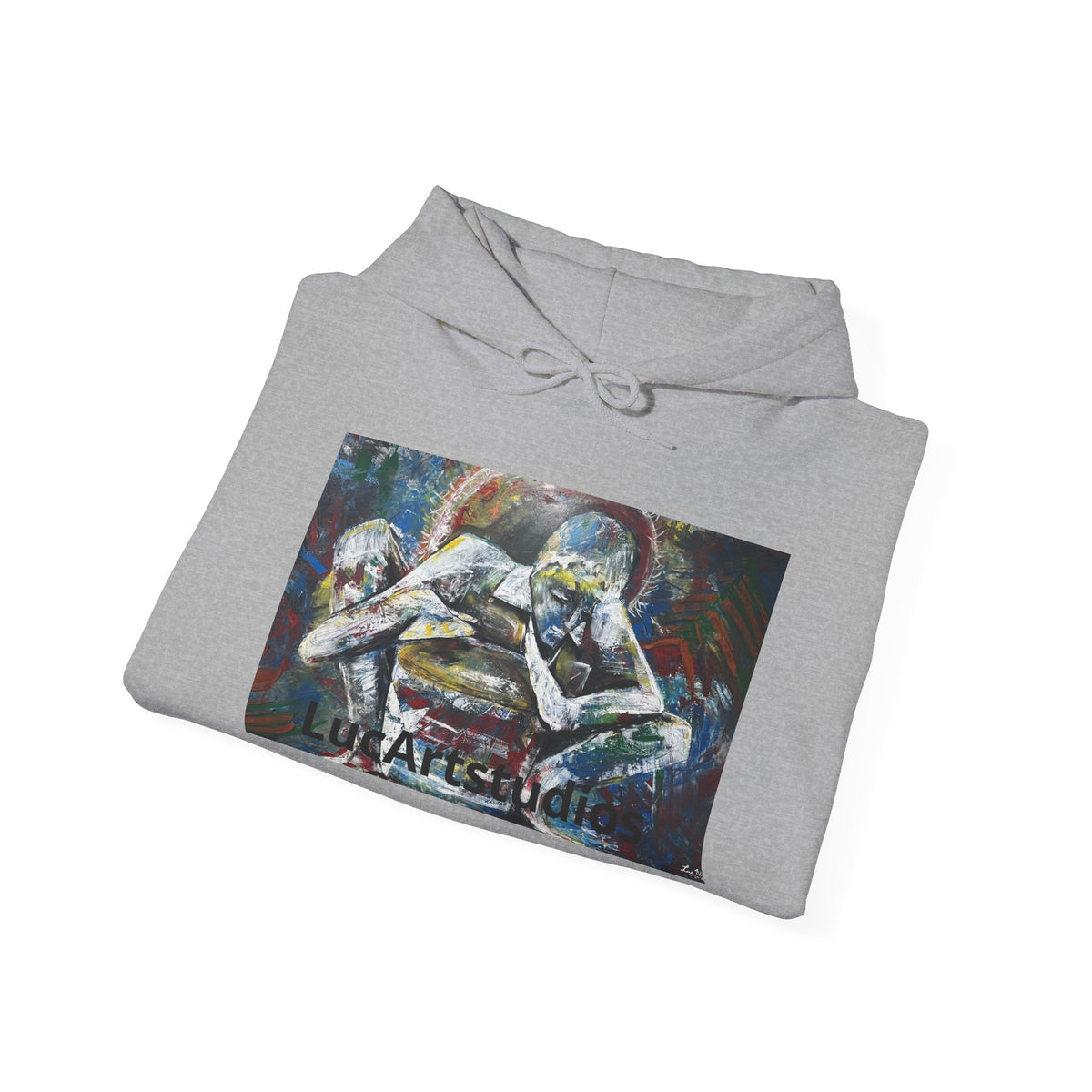 Abstract Embrace Hoodie – Colorful Figurative Art Pullover
