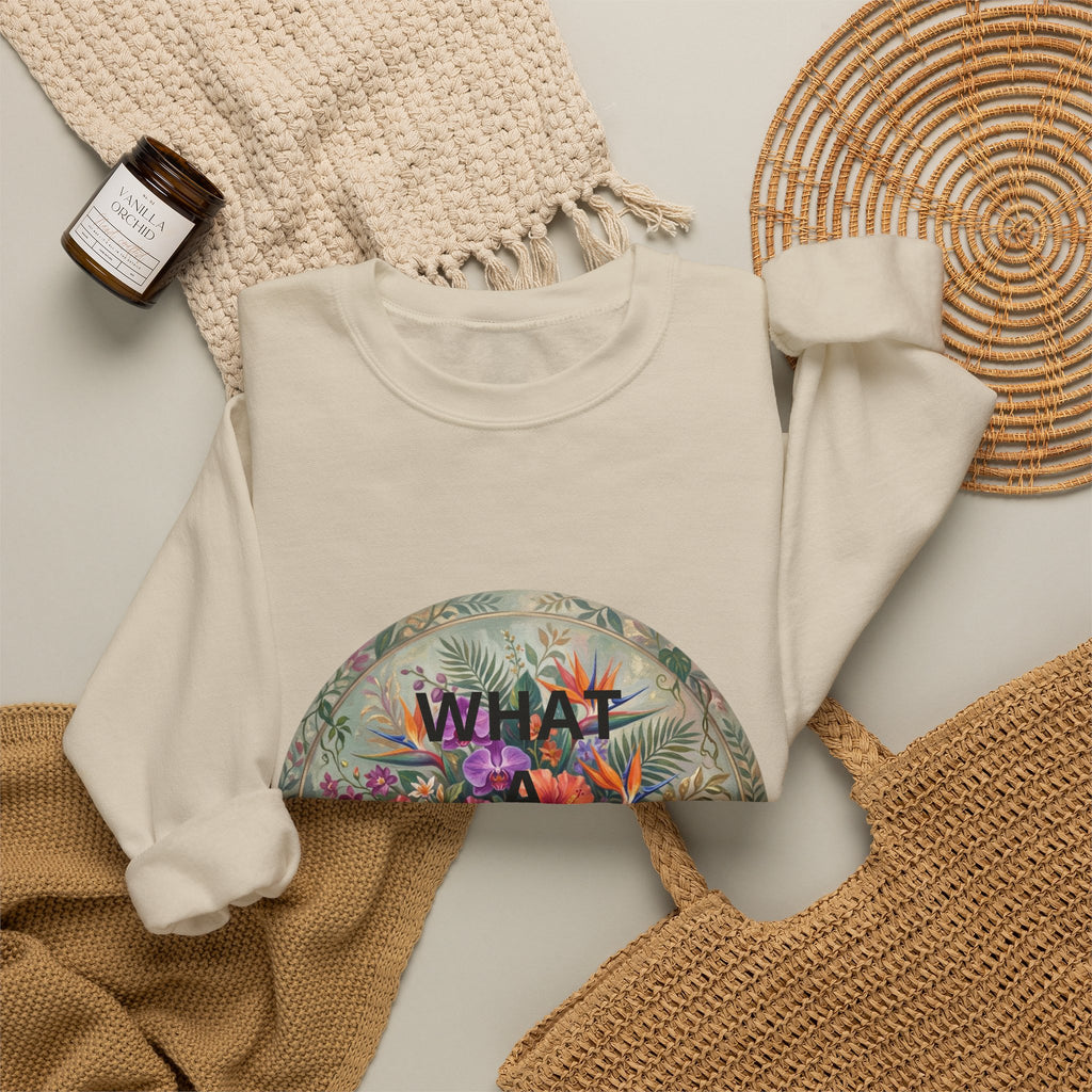 Floral "What a Wonderful" Crewneck Sweatshirt