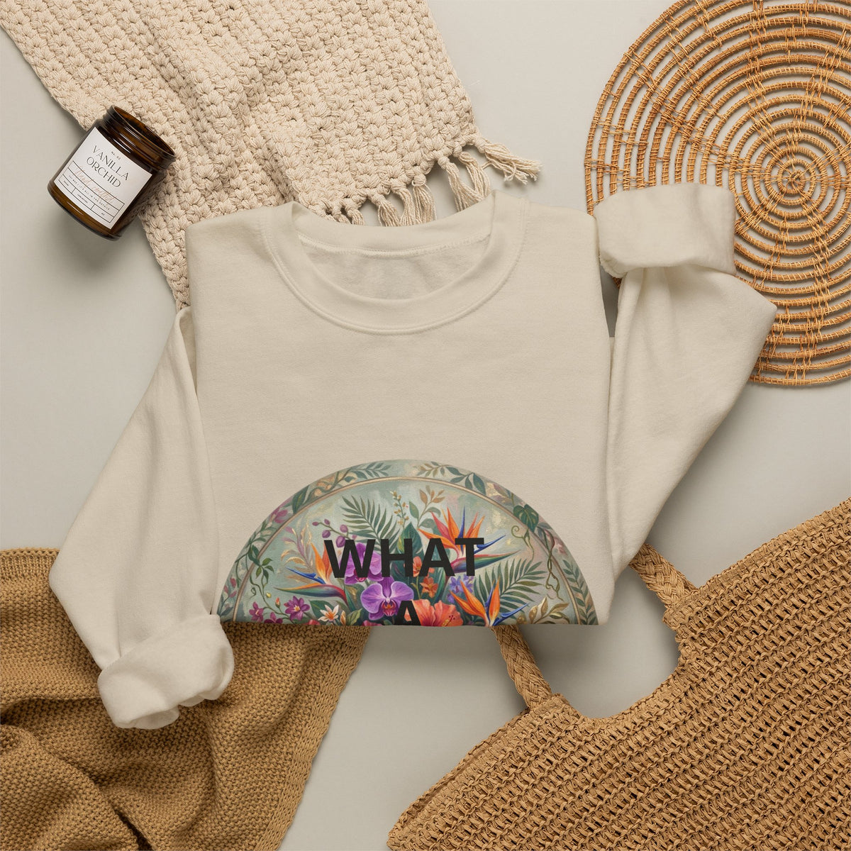 Floral "What a Wonderful" Crewneck Sweatshirt