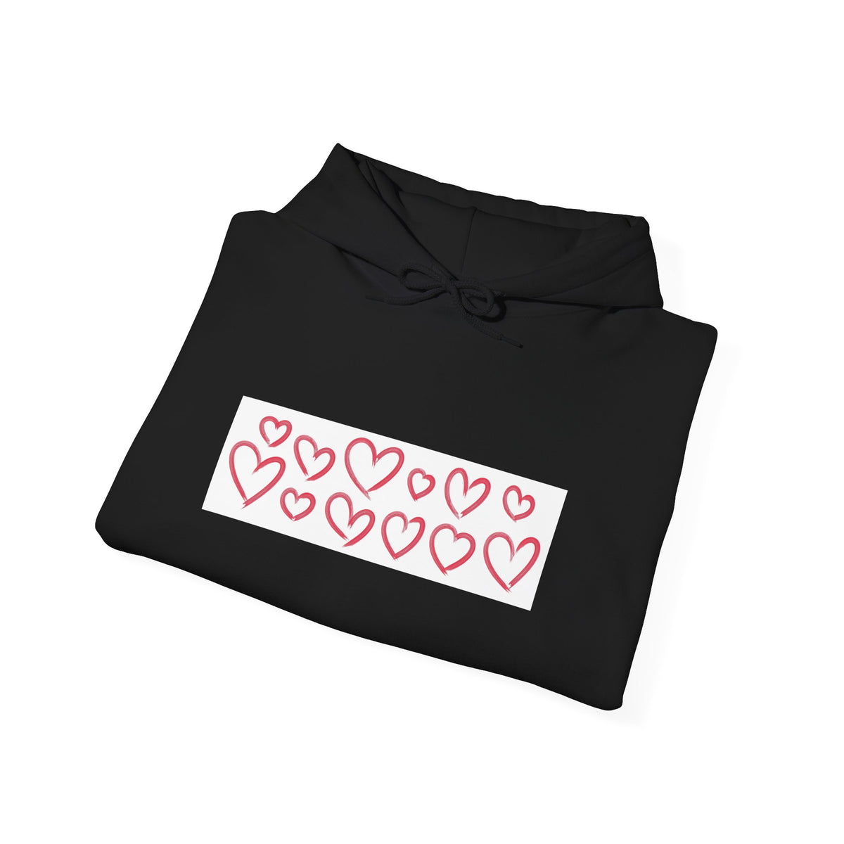 Heart Row Hoodie — Cute Minimalist Red Hearts Pullover