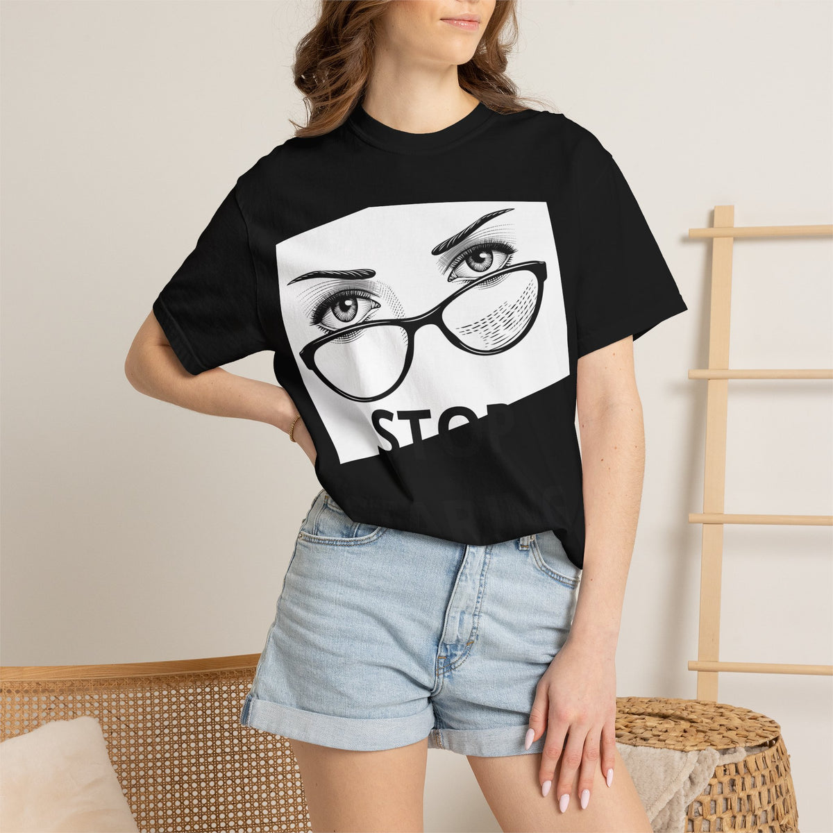 Stop Staring T-Shirt — Graphic Eye & Glasses Tee