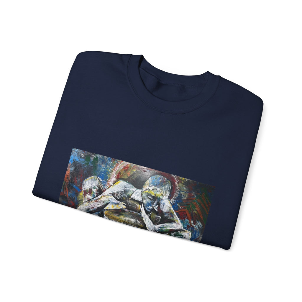 Abstract Thinkers Crewneck Sweatshirt — Reflective Conversation Art