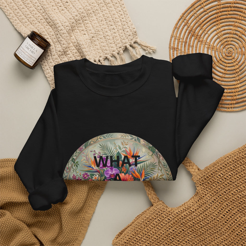 Floral "What a Wonderful" Crewneck Sweatshirt
