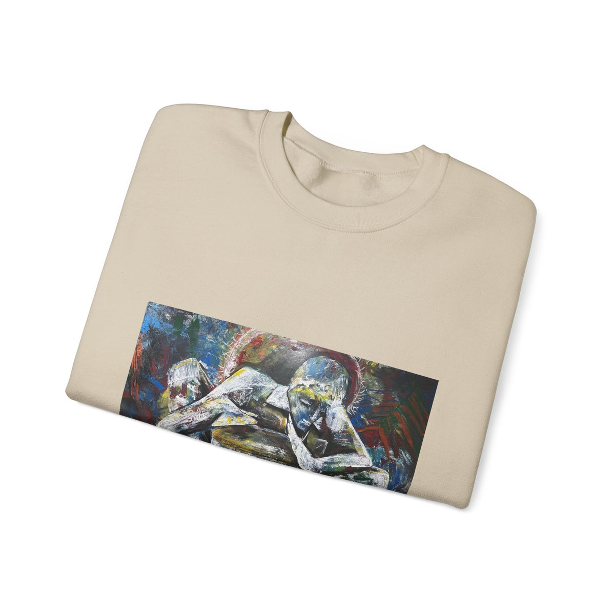 Abstract Thinkers Crewneck Sweatshirt — Reflective Conversation Art