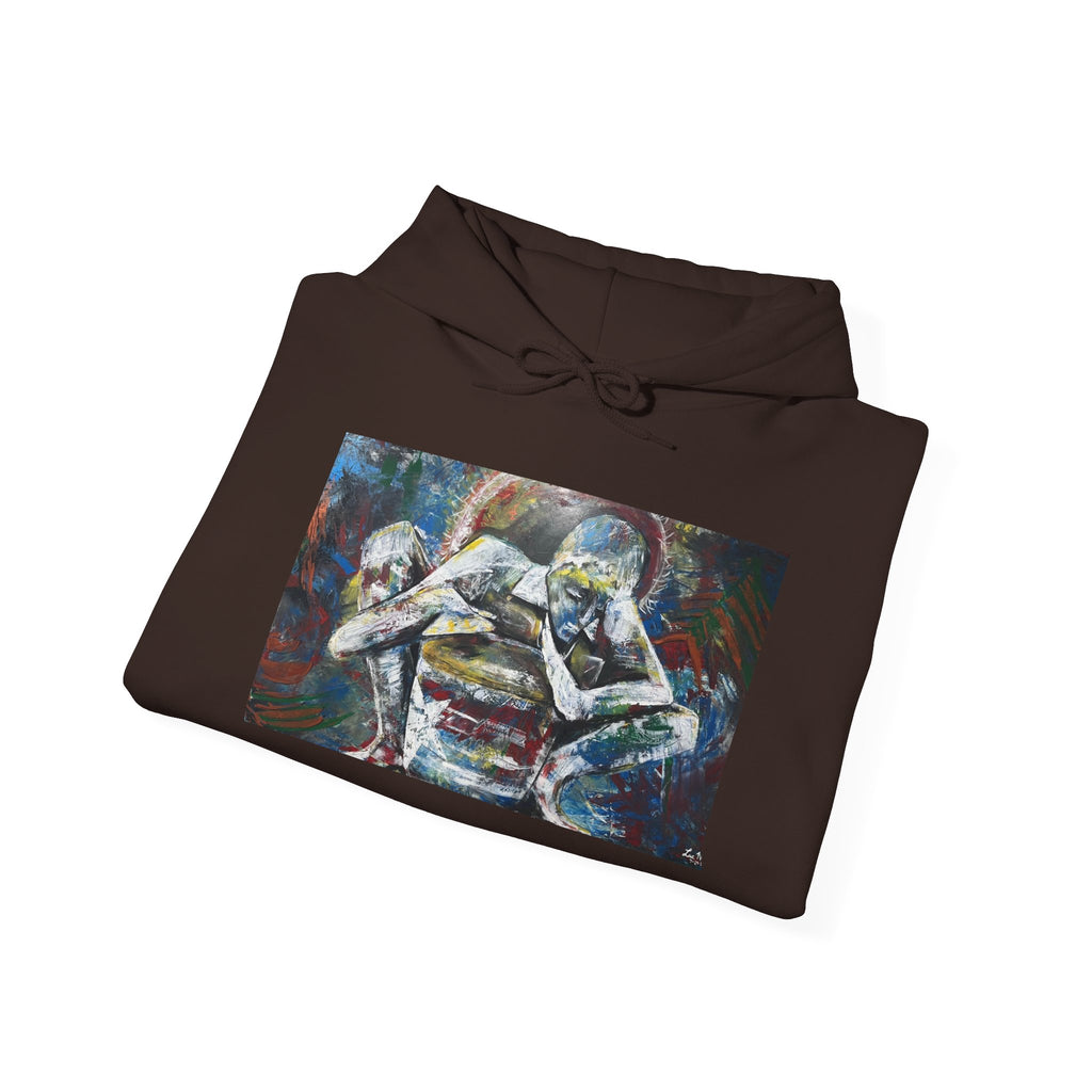 Abstract Wrestlers Hoodie — Artistic Sports Painting Pullover