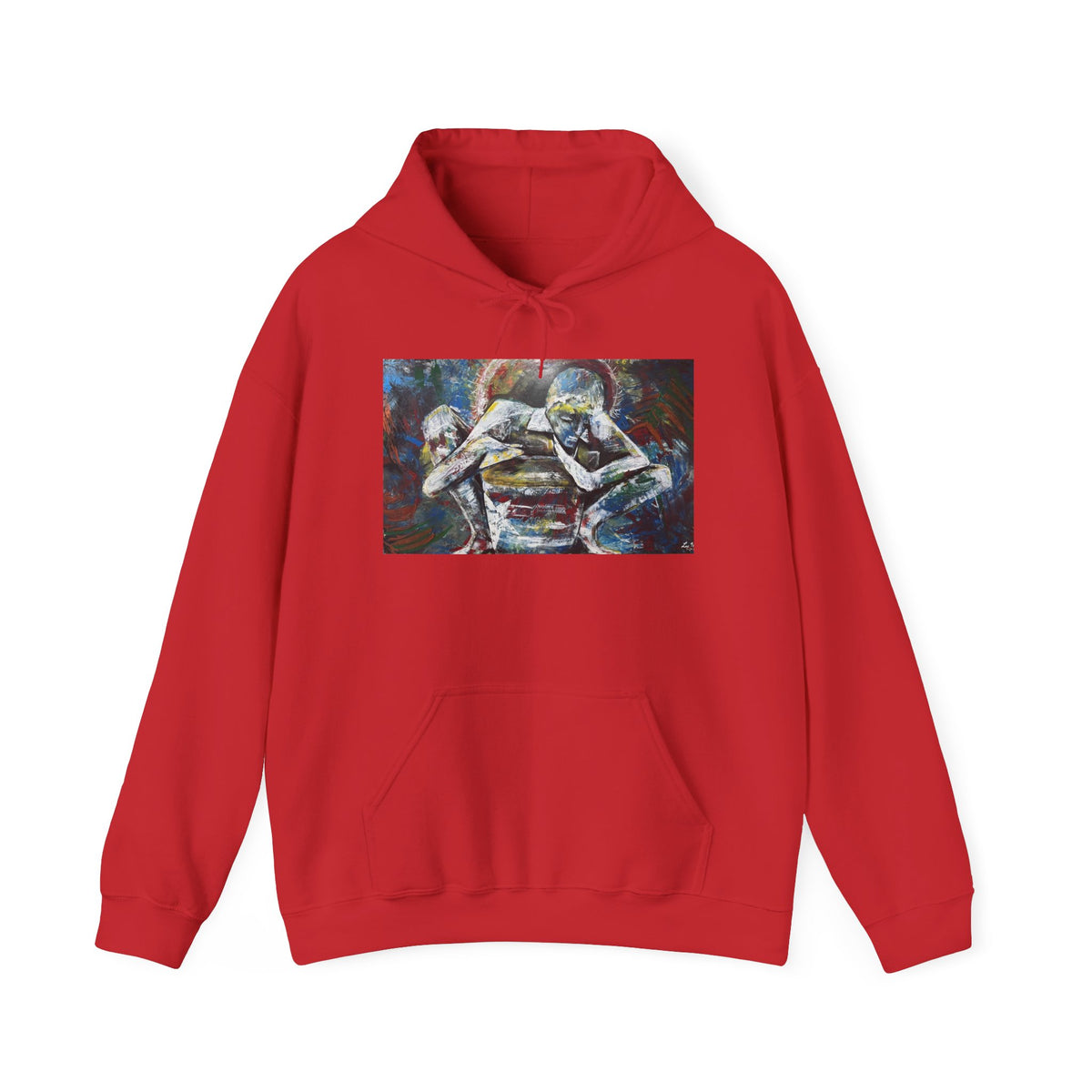 Abstract Wrestlers Hoodie — Artistic Sports Painting Pullover