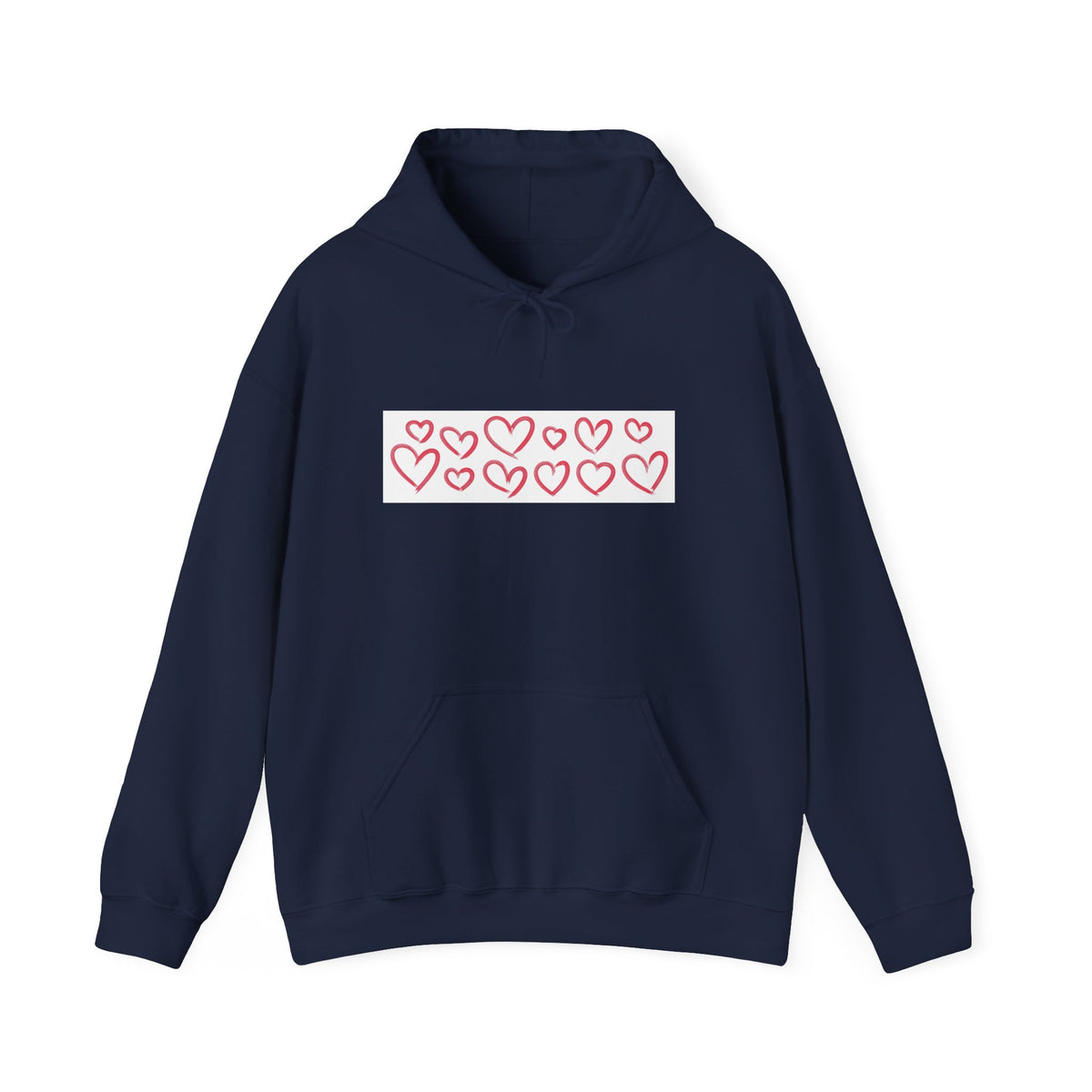 Heart Row Hoodie — Cute Minimalist Red Hearts Pullover