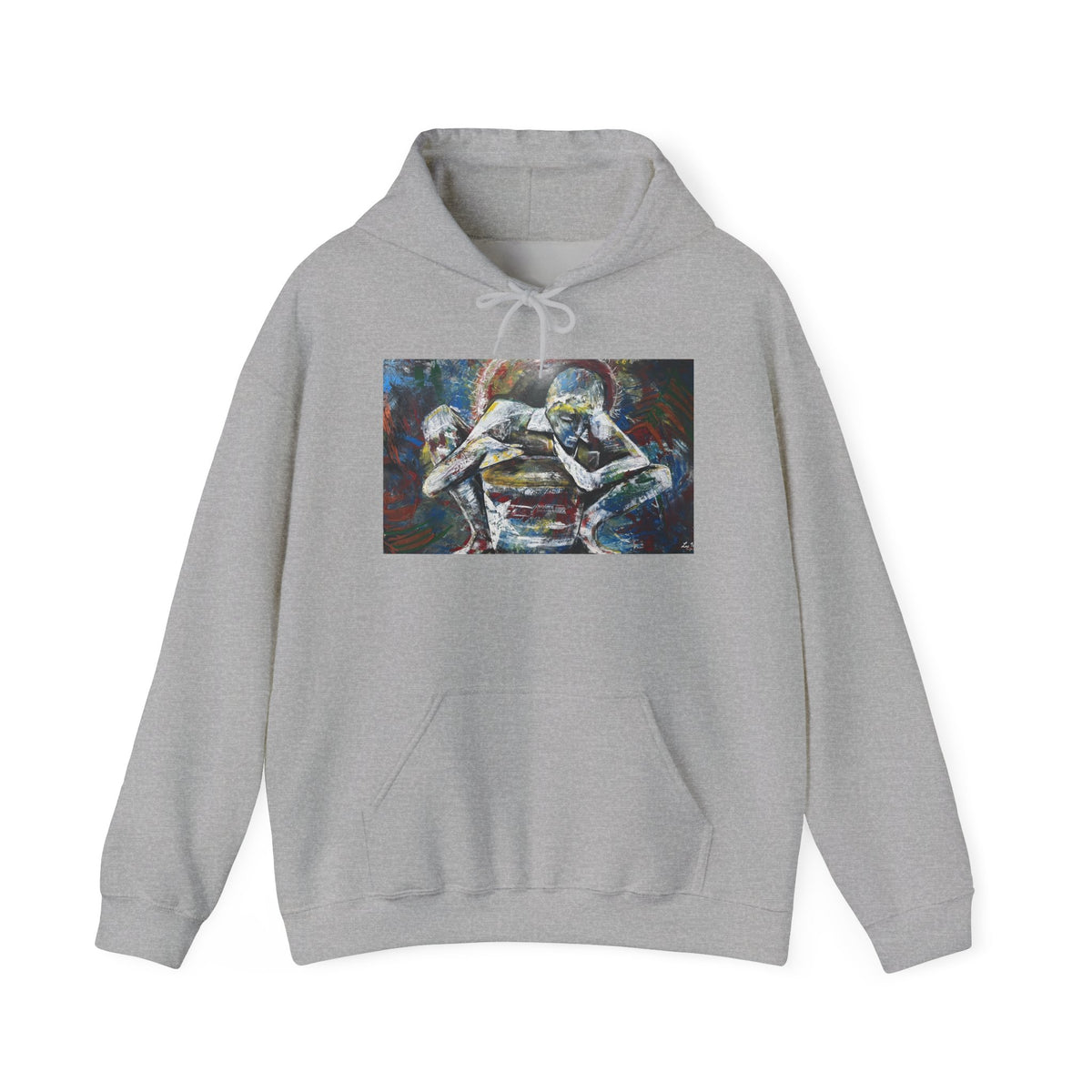 Abstract Wrestlers Hoodie – Athletic Art Pullover with Colorful Wrestling Design