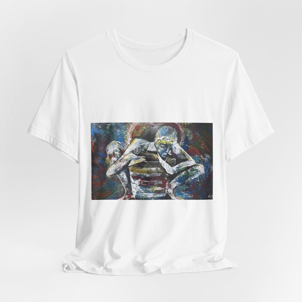 Abstract Emotive Art T-Shirt — Contemplative Figures Painting Tee