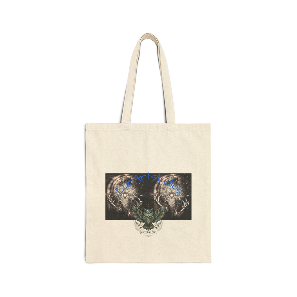 Canvas Tote Bag — Mystical Owl Galaxy Art Tote for Book Lovers & Nature Fans
