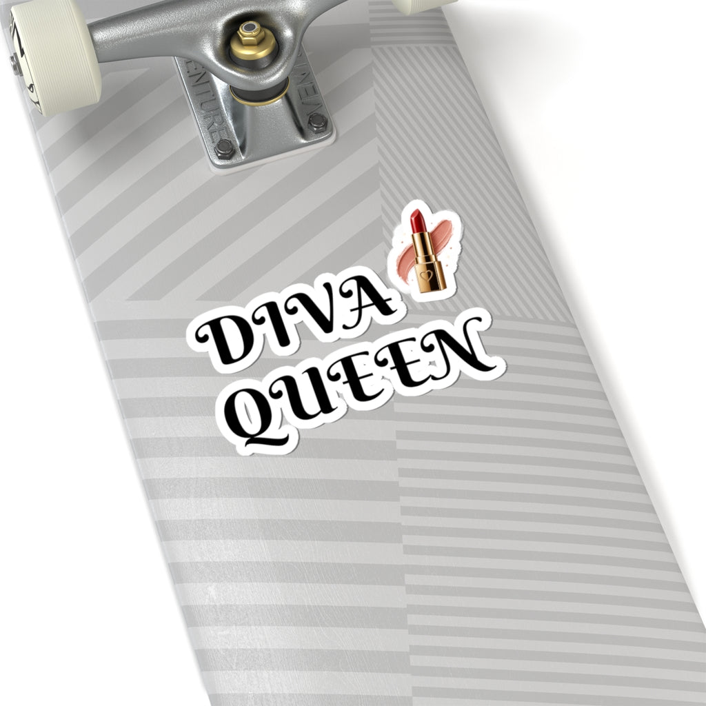 Diva Queen Kiss-Cut Sticker – Lipstick Graphic Sticker for Laptops & Makeup Lovers