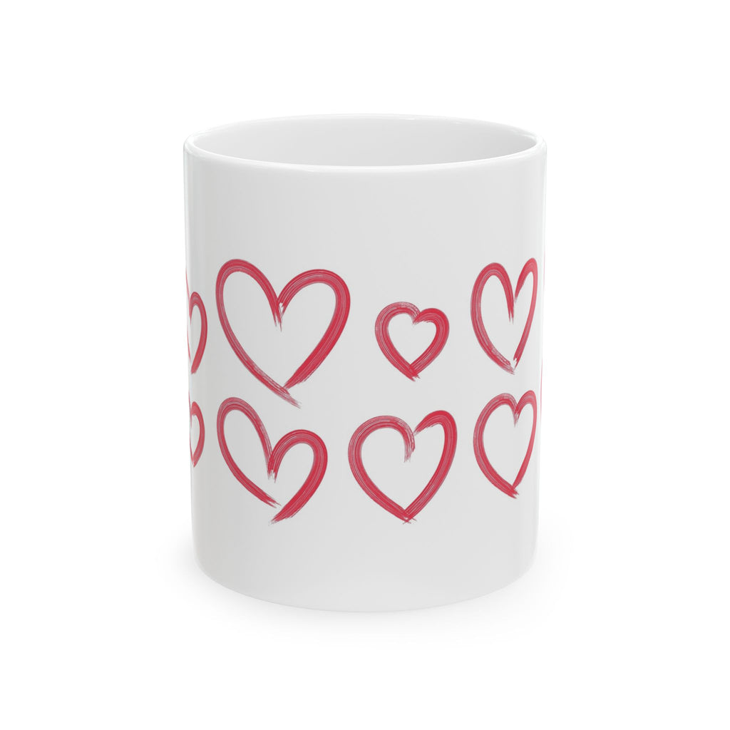 Red Heart Pattern Ceramic Mug