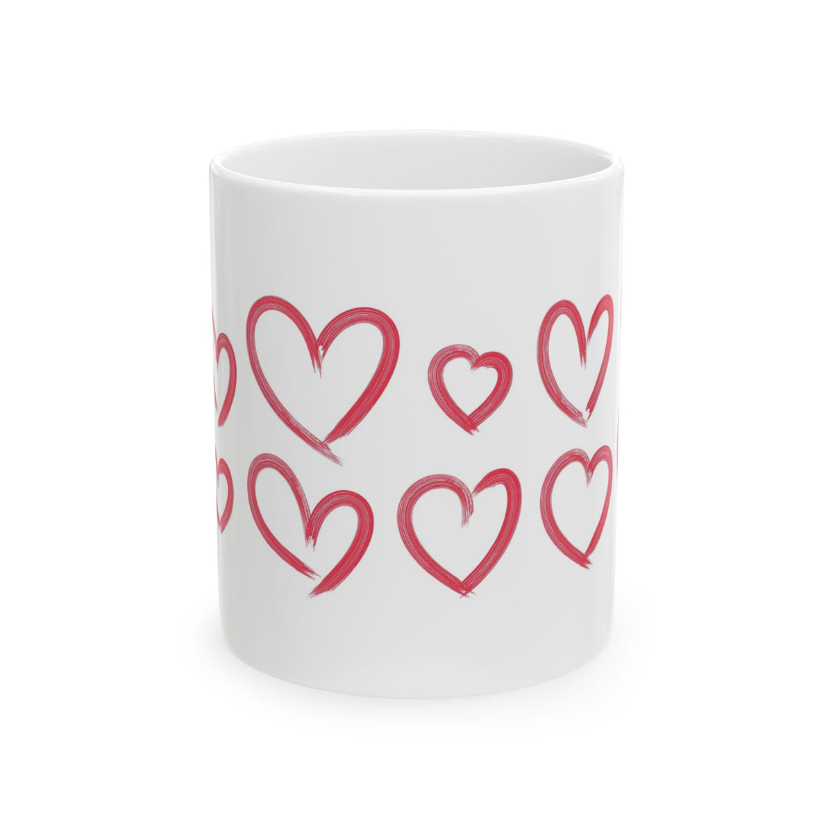 Red Heart Pattern Ceramic Mug