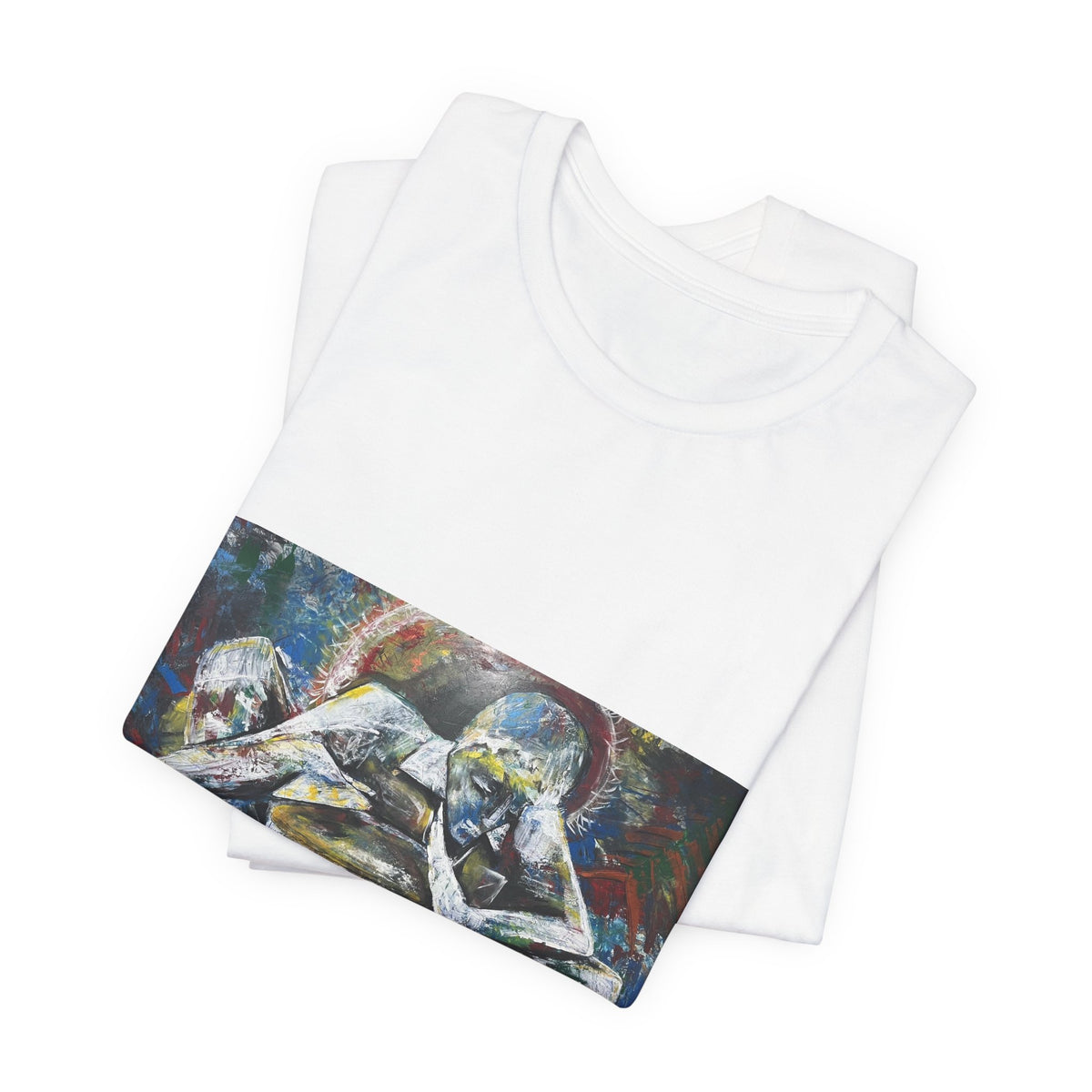Abstract Emotive Art T-Shirt — Contemplative Figures Painting Tee