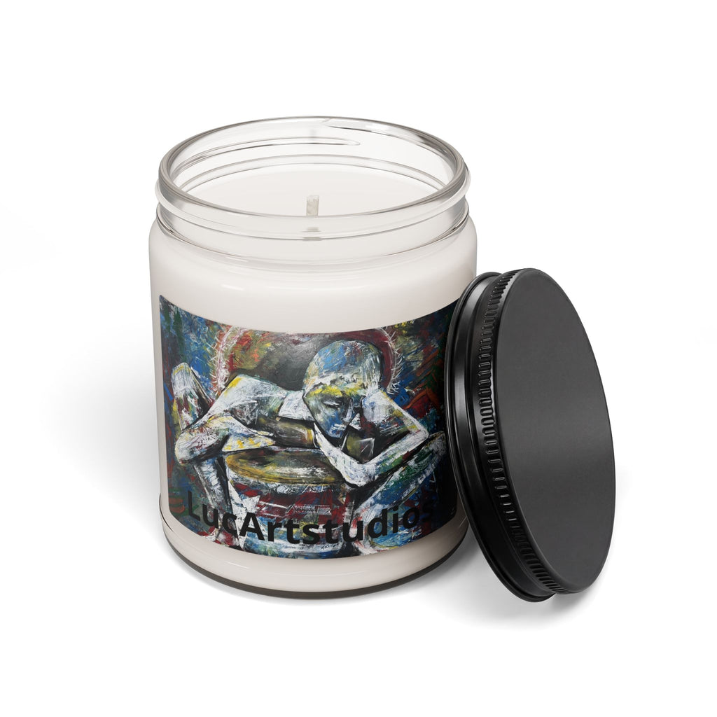 9oz Scented Soy Candle — Abstract Contemplation Art Jar (hand-painted figure design)