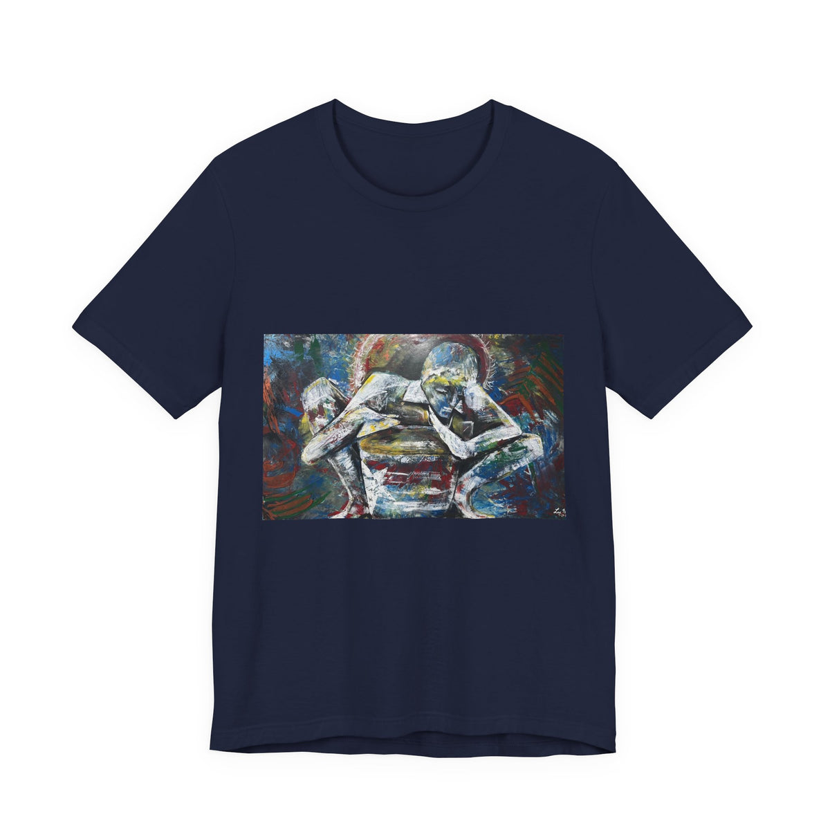 Abstract Emotive Art T-Shirt — Contemplative Figures Painting Tee