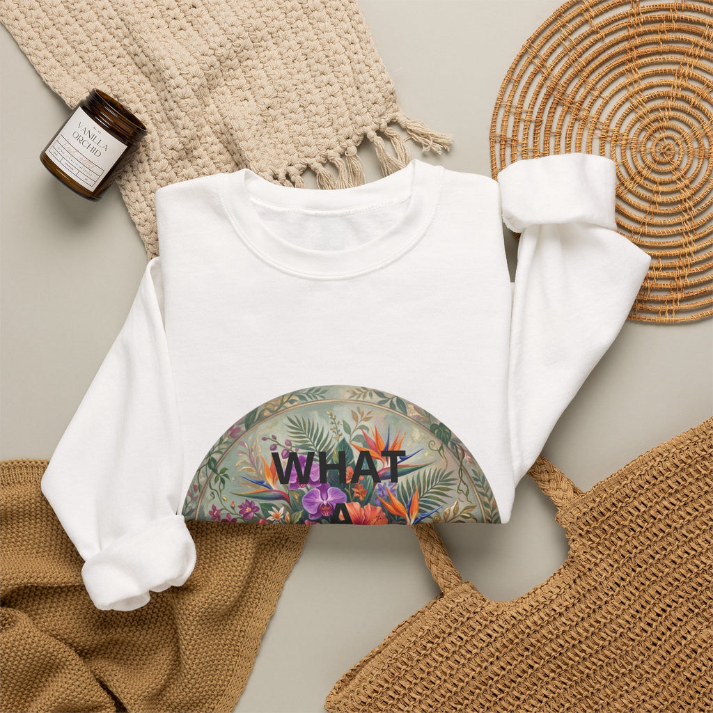 Floral "What a Wonderful" Crewneck Sweatshirt