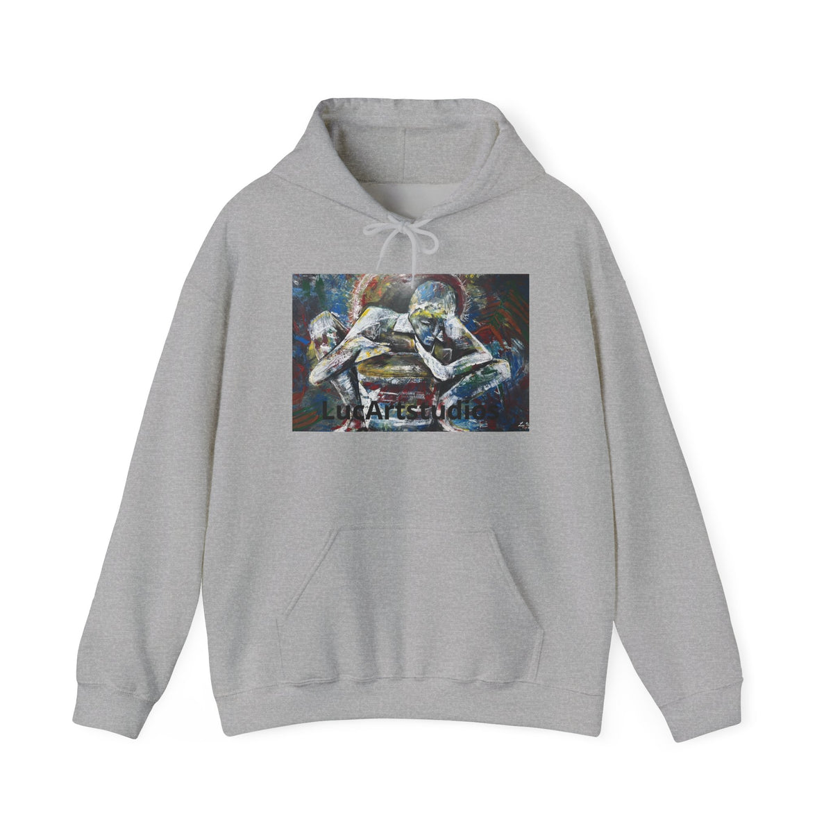Abstract Embrace Hoodie – Colorful Figurative Art Pullover