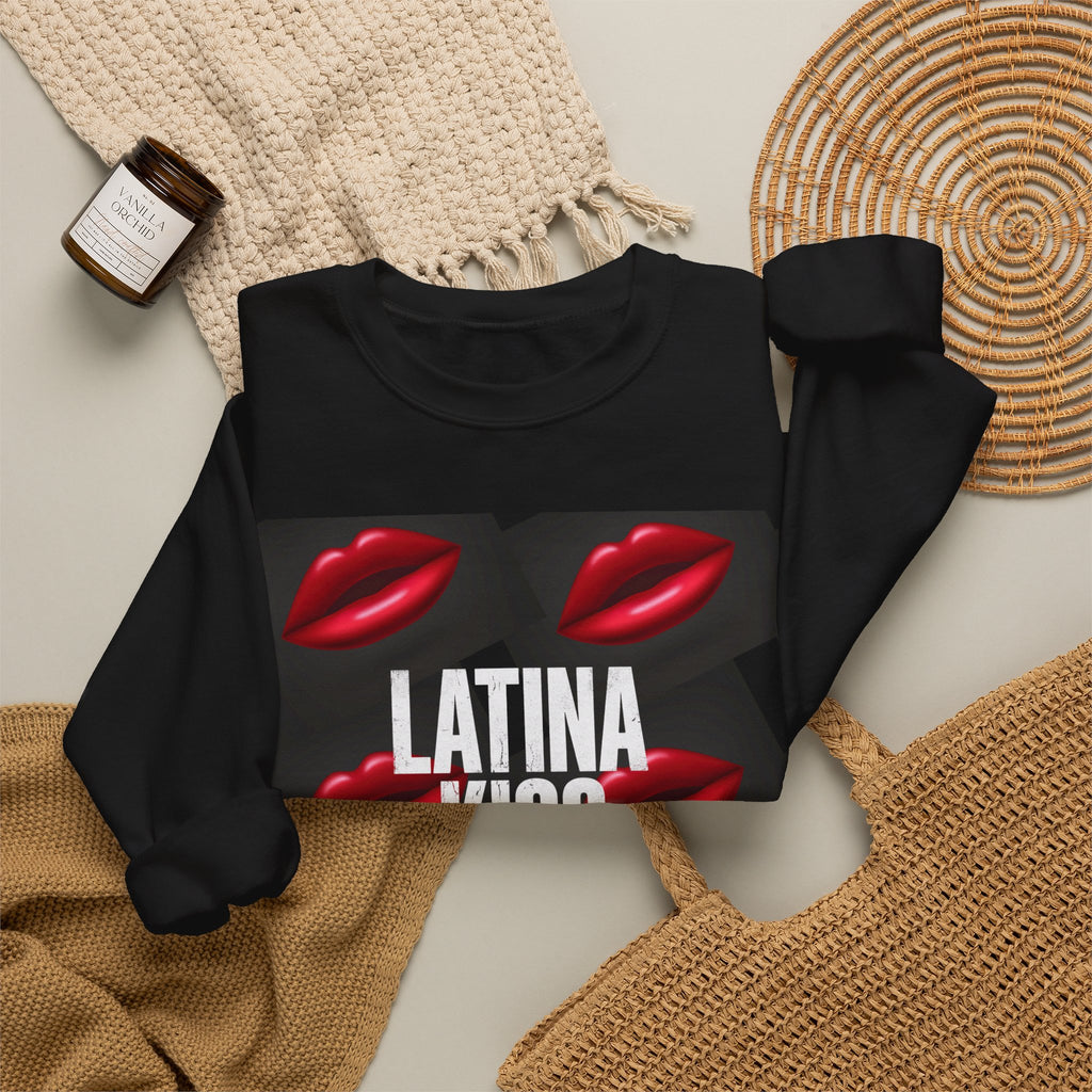 Latina Kiss Crewneck Sweatshirt — Bold Red Lips Graphic