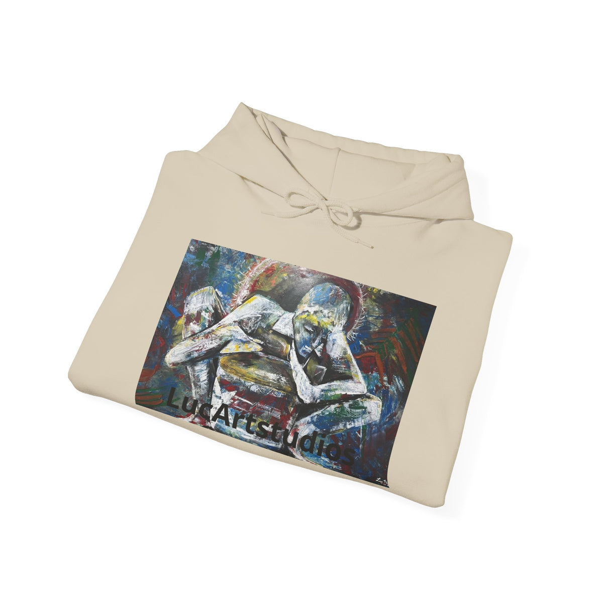 Abstract Embrace Hoodie – Colorful Figurative Art Pullover