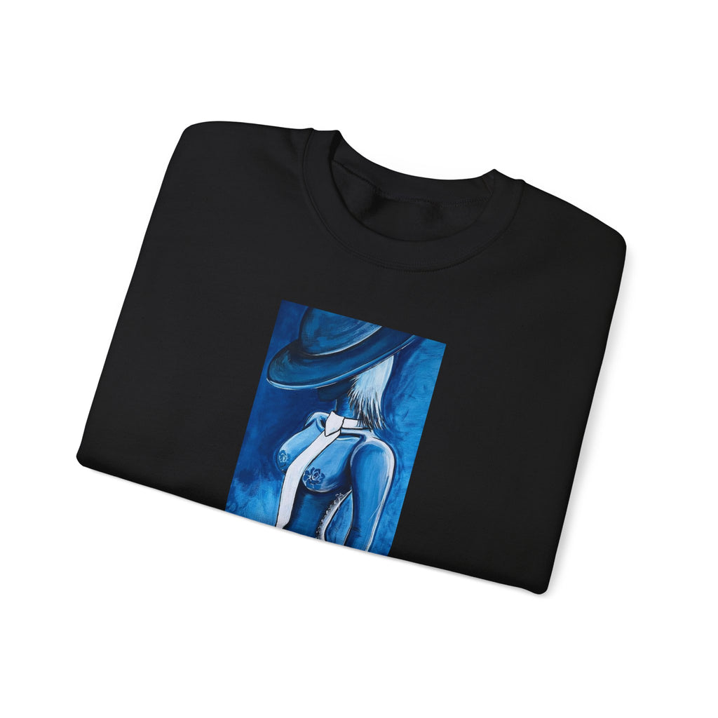 Crewneck Sweatshirt — Blue Abstract Woman Art (LUCARTstudios)