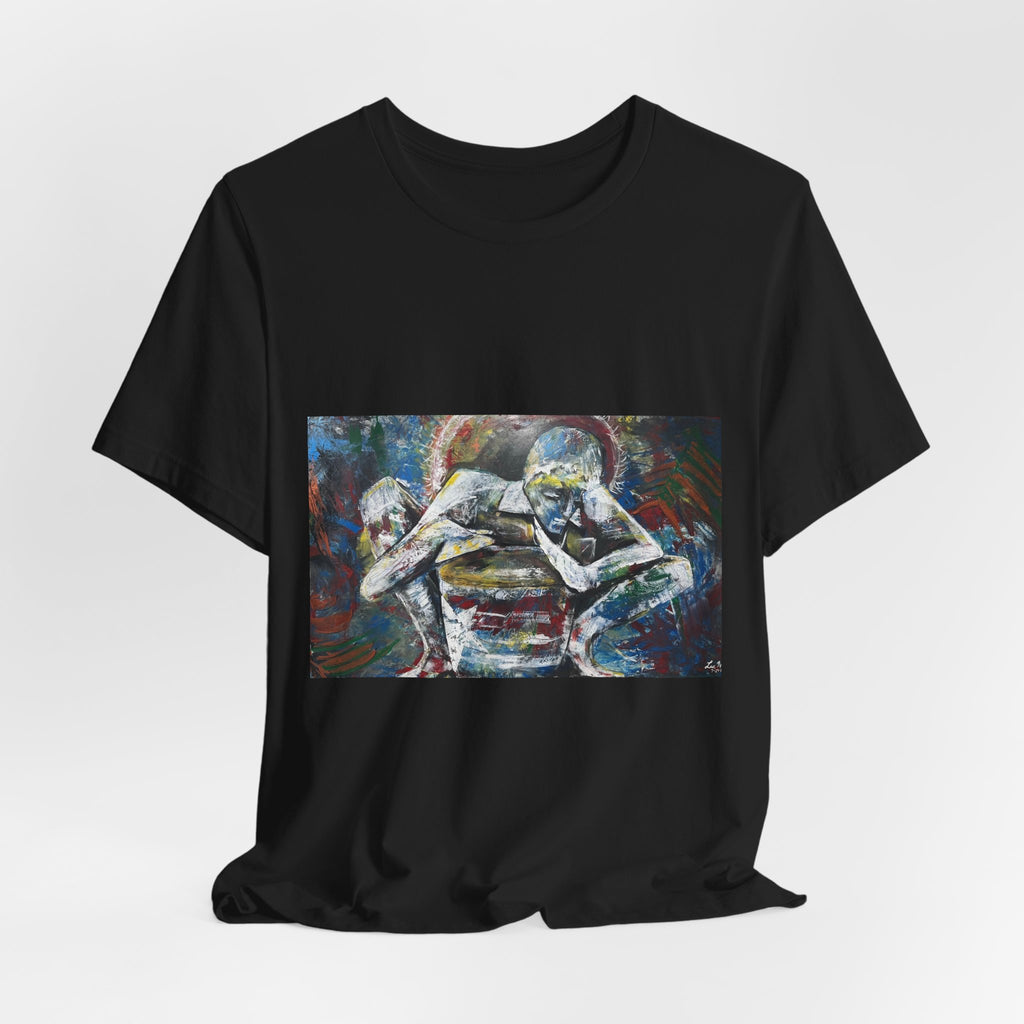 Abstract Emotive Art T-Shirt — Contemplative Figures Painting Tee