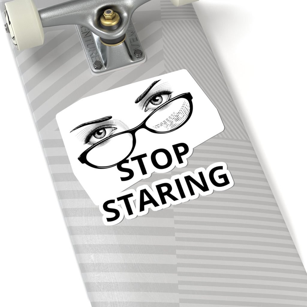 Stop Staring Sticker — Funny Glasses Eyes Kiss-Cut Laptop Decal