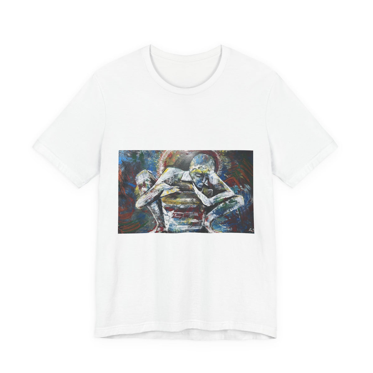 Abstract Emotive Art T-Shirt — Contemplative Figures Painting Tee