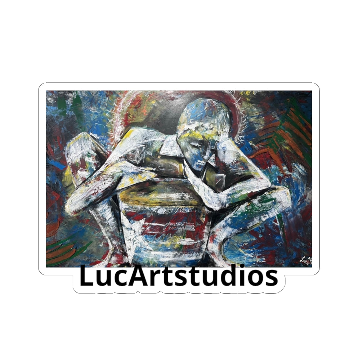 Abstract Embrace Art Sticker — LucArtstudios Kiss-Cut Sticker