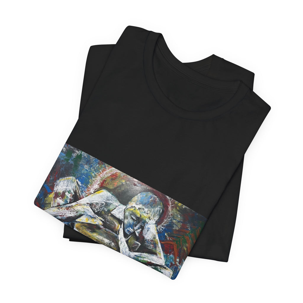 Abstract Emotive Art T-Shirt — Contemplative Figures Painting Tee