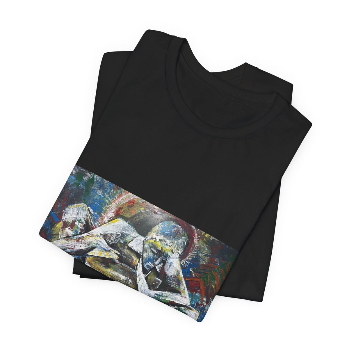Abstract Emotive Art T-Shirt — Contemplative Figures Painting Tee