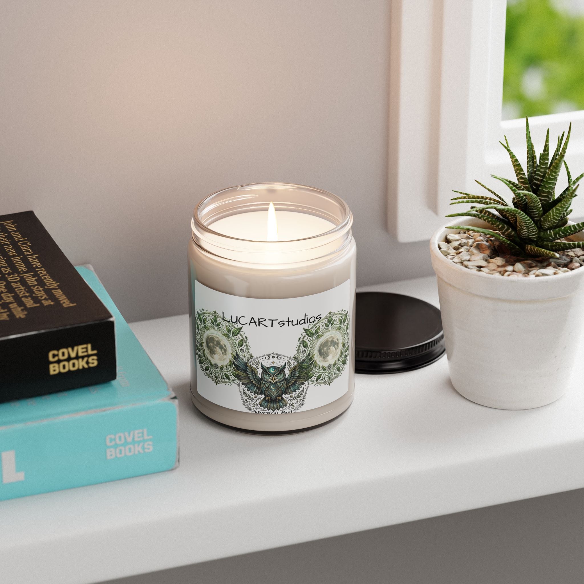 Owl Mandala Soy Candle — 9oz Scented Jar (LUCARTstudios)